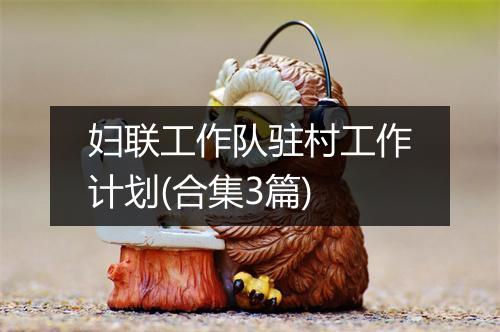 妇联工作队驻村工作计划(合集3篇)