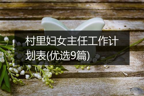 村里妇女主任工作计划表(优选9篇)