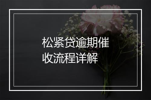 松紧贷逾期催收流程详解