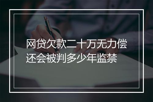 网贷欠款二十万无力偿还会被判多少年监禁