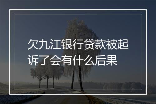 欠九江银行贷款被起诉了会有什么后果