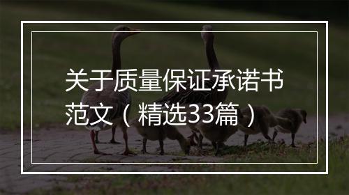 关于质量保证承诺书范文（精选33篇）