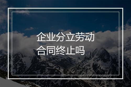 企业分立劳动合同终止吗