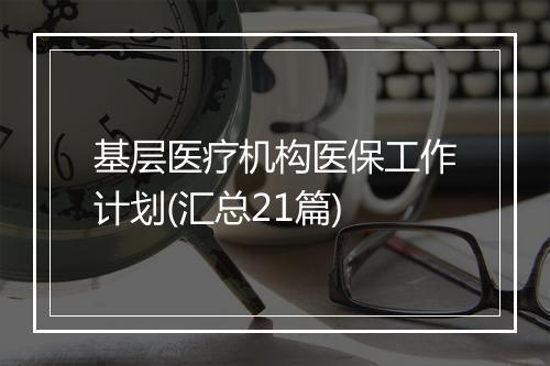 基层医疗机构医保工作计划(汇总21篇)