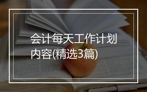 会计每天工作计划内容(精选3篇)