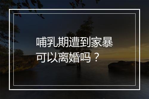 哺乳期遭到家暴可以离婚吗？