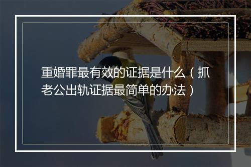 重婚罪最有效的证据是什么（抓老公出轨证据最简单的办法）