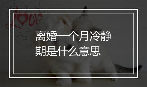 离婚一个月冷静期是什么意思