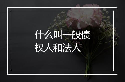 什么叫一般债权人和法人