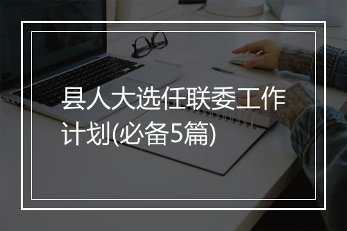 县人大选任联委工作计划(必备5篇)