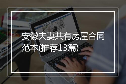 安徽夫妻共有房屋合同范本(推荐13篇)