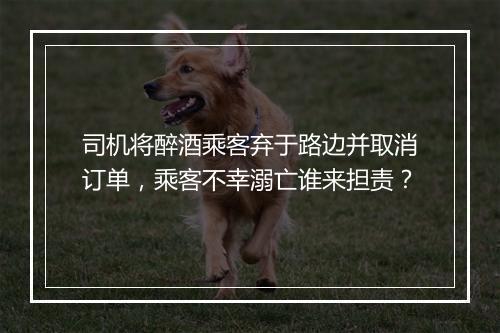 司机将醉酒乘客弃于路边并取消订单，乘客不幸溺亡谁来担责？