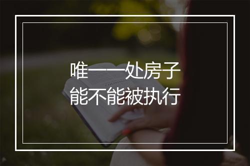 唯一一处房子能不能被执行