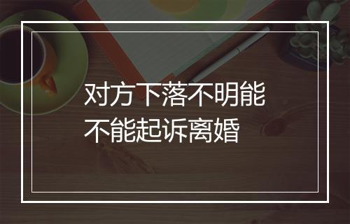 对方下落不明能不能起诉离婚