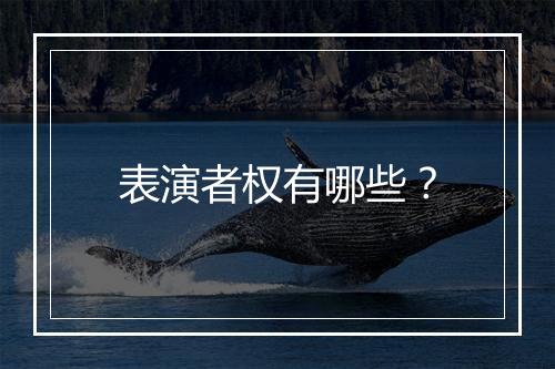 表演者权有哪些？