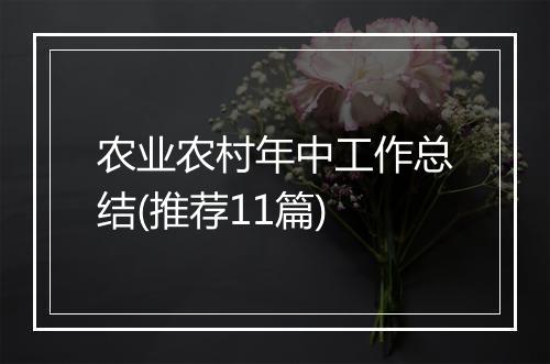 农业农村年中工作总结(推荐11篇)