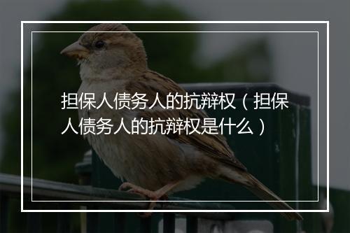 担保人债务人的抗辩权（担保人债务人的抗辩权是什么）
