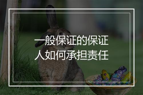 一般保证的保证人如何承担责任