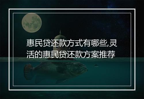 惠民贷还款方式有哪些,灵活的惠民贷还款方案推荐
