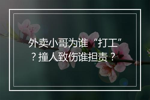 外卖小哥为谁“打工”？撞人致伤谁担责？