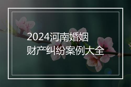 2024河南婚姻财产纠纷案例大全