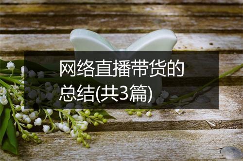 网络直播带货的总结(共3篇)