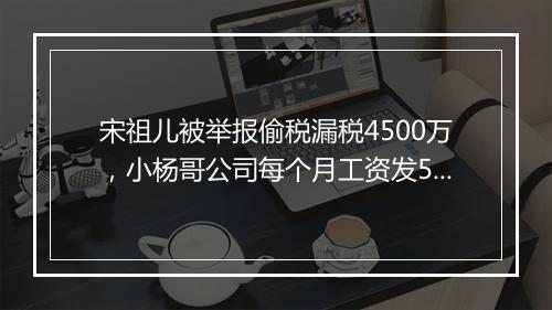 宋祖儿被举报偷税漏税4500万，小杨哥公司每个月工资发5000万