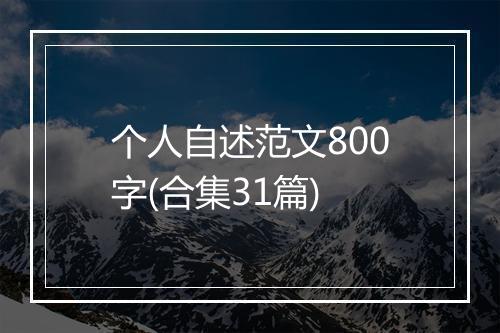 个人自述范文800字(合集31篇)