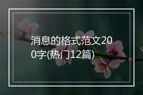 消息的格式范文200字(热门12篇)