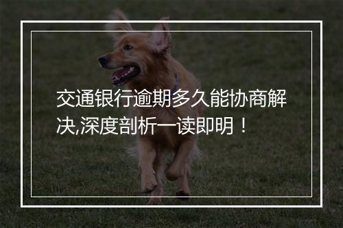 交通银行逾期多久能协商解决,深度剖析一读即明！