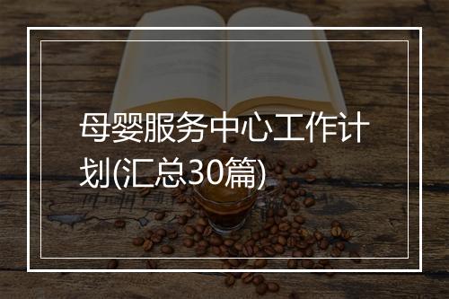 母婴服务中心工作计划(汇总30篇)