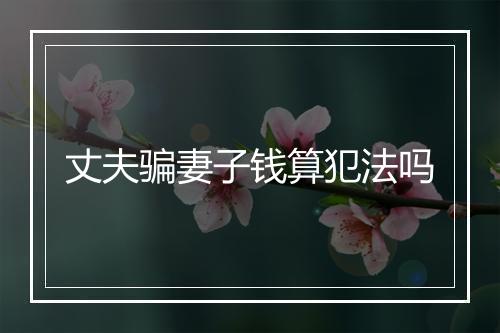 丈夫骗妻子钱算犯法吗