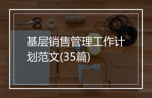 基层销售管理工作计划范文(35篇)