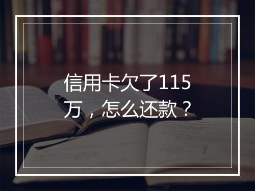 信用卡欠了115万，怎么还款？