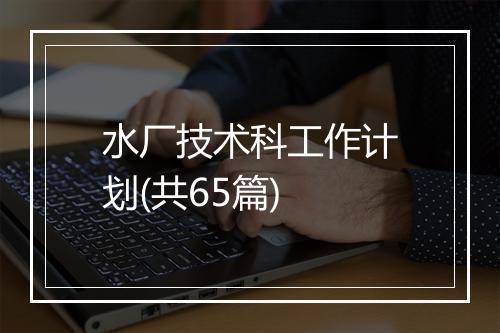 水厂技术科工作计划(共65篇)