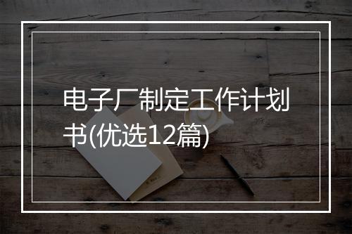 电子厂制定工作计划书(优选12篇)