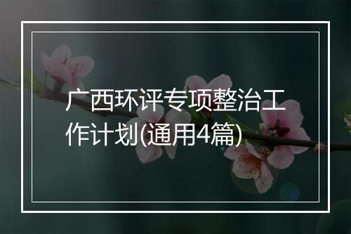 广西环评专项整治工作计划(通用4篇)