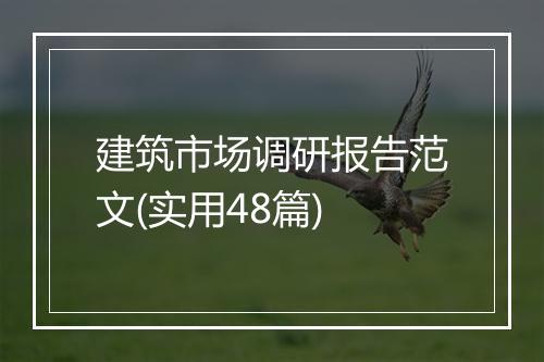 建筑市场调研报告范文(实用48篇)