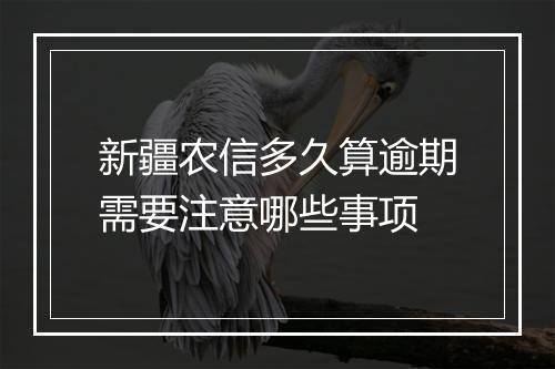 新疆农信多久算逾期需要注意哪些事项
