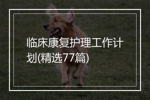 临床康复护理工作计划(精选77篇)