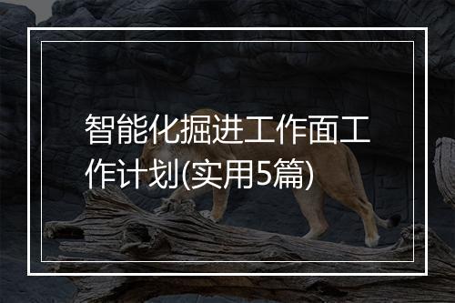 智能化掘进工作面工作计划(实用5篇)
