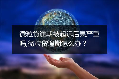 微粒贷逾期被起诉后果严重吗,微粒贷逾期怎么办？