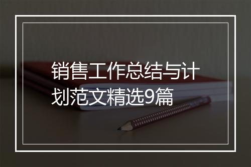 销售工作总结与计划范文精选9篇