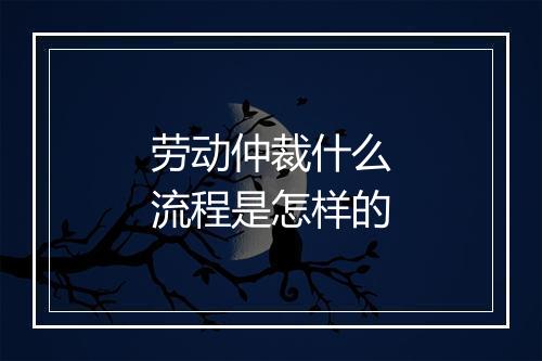 劳动仲裁什么流程是怎样的