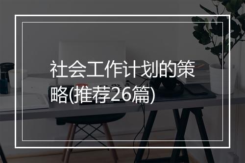 社会工作计划的策略(推荐26篇)