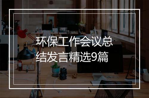 环保工作会议总结发言精选9篇
