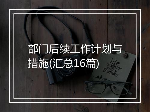 部门后续工作计划与措施(汇总16篇)