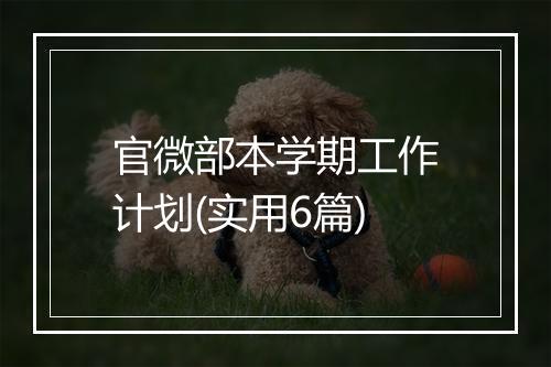 官微部本学期工作计划(实用6篇)