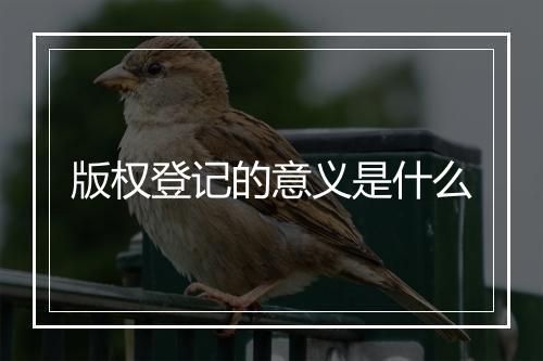 版权登记的意义是什么
