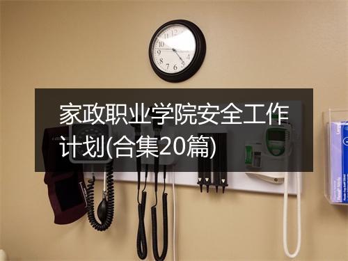 家政职业学院安全工作计划(合集20篇)